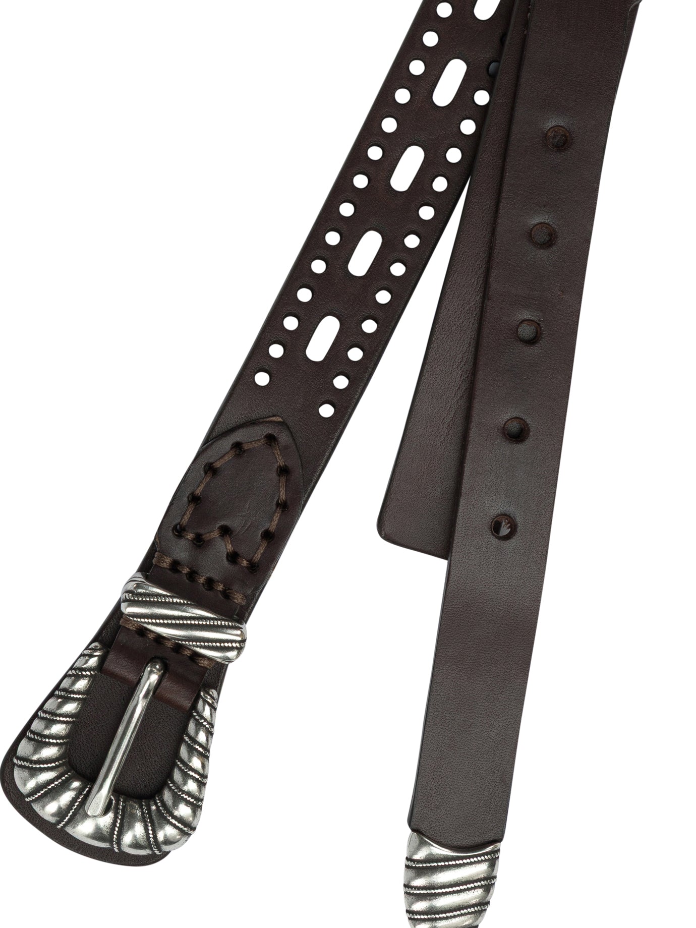 Etro Leather Belt With Perforated Details