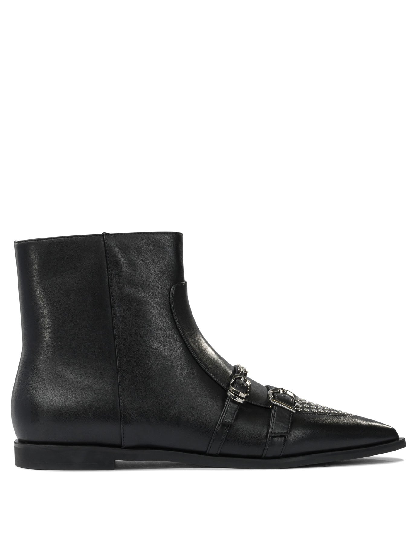 Pinko Leather Zippered Ankle Boots