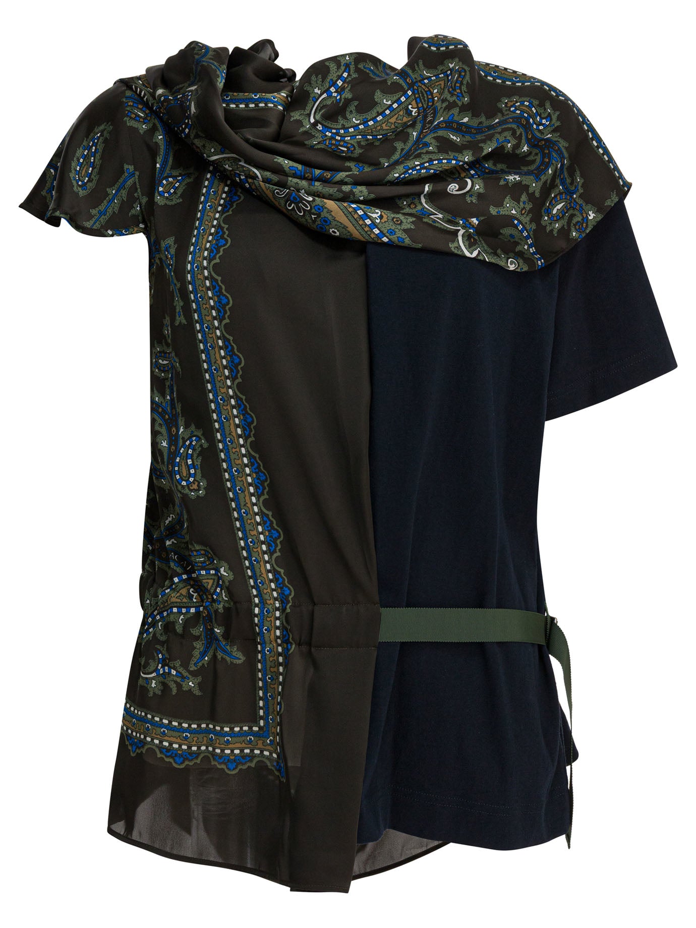 Sacai Cotton T-Shirt With Paisley Print