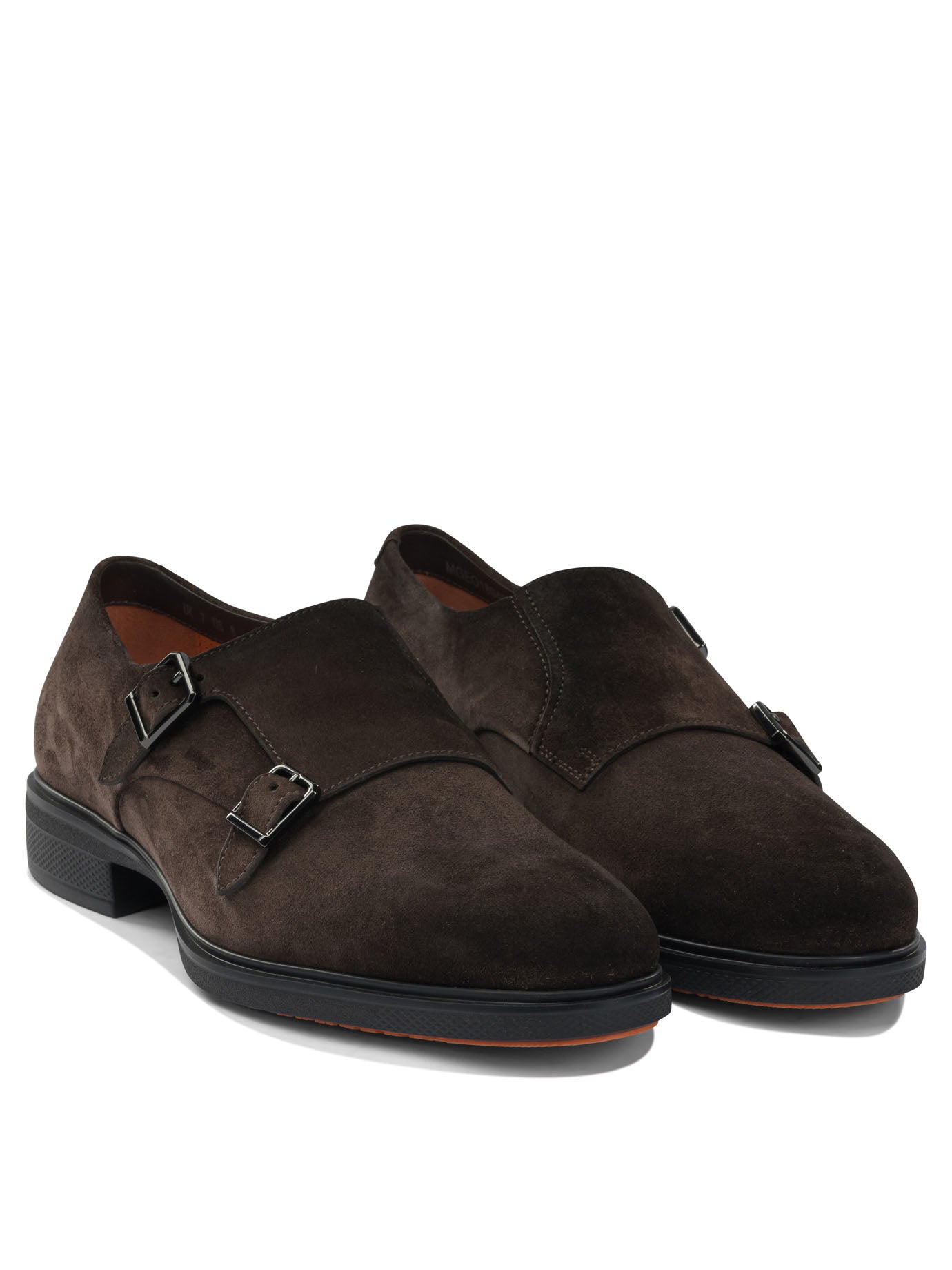 Santoni Suede Double Buckle Loafers