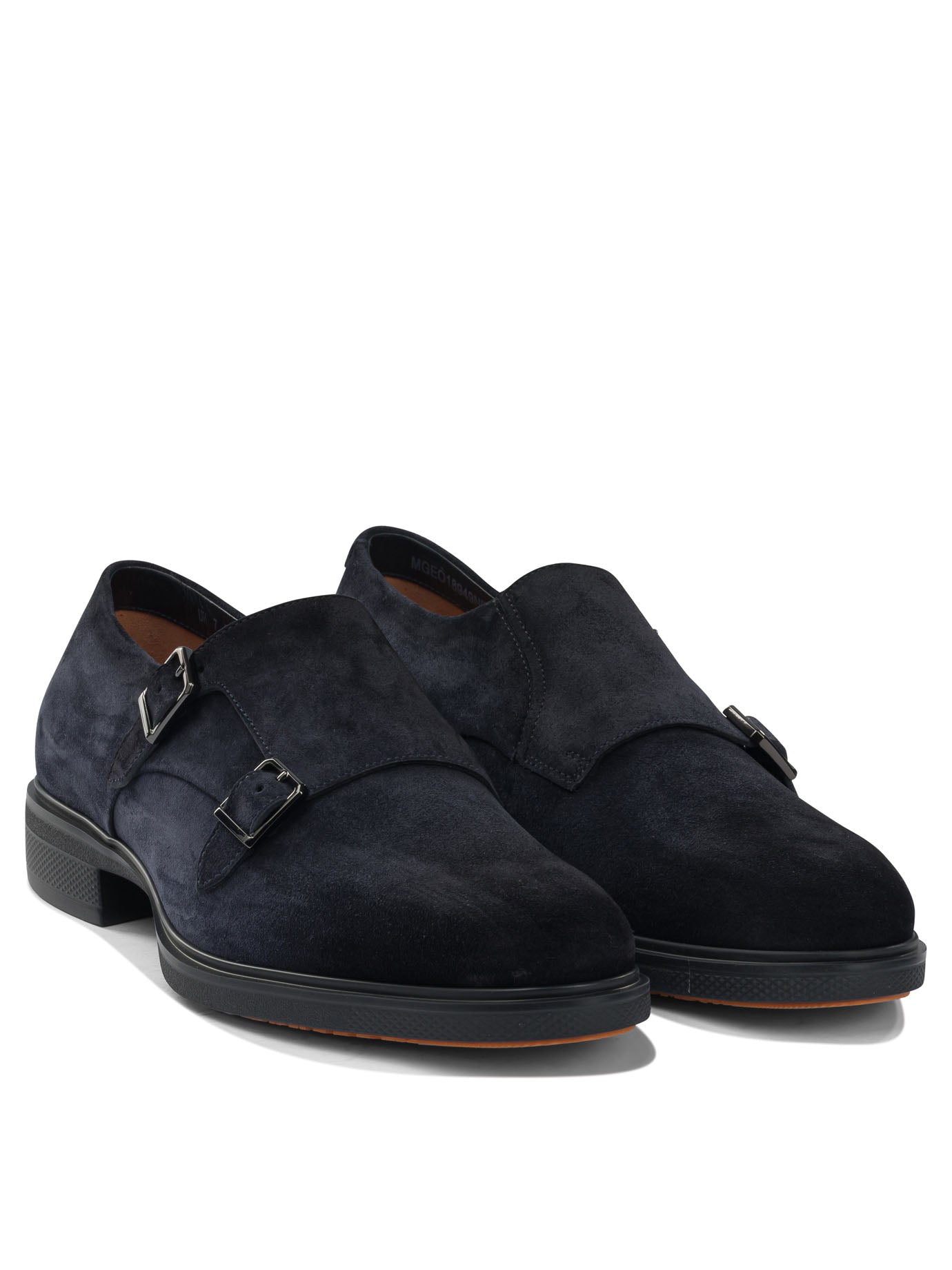 Santoni Suede Double Buckle Loafers