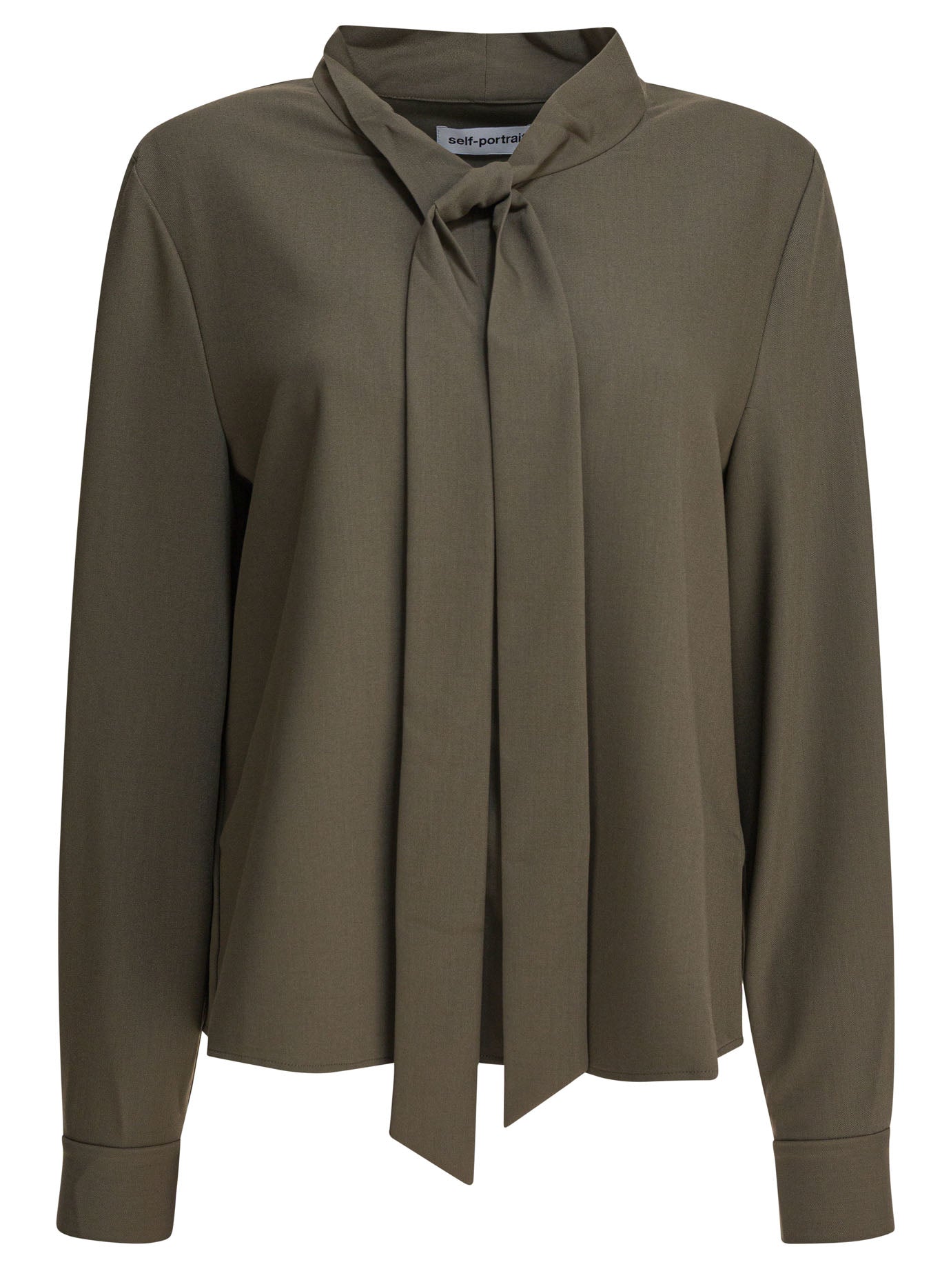 Self-portrait Twill Blouse With Bow Collar