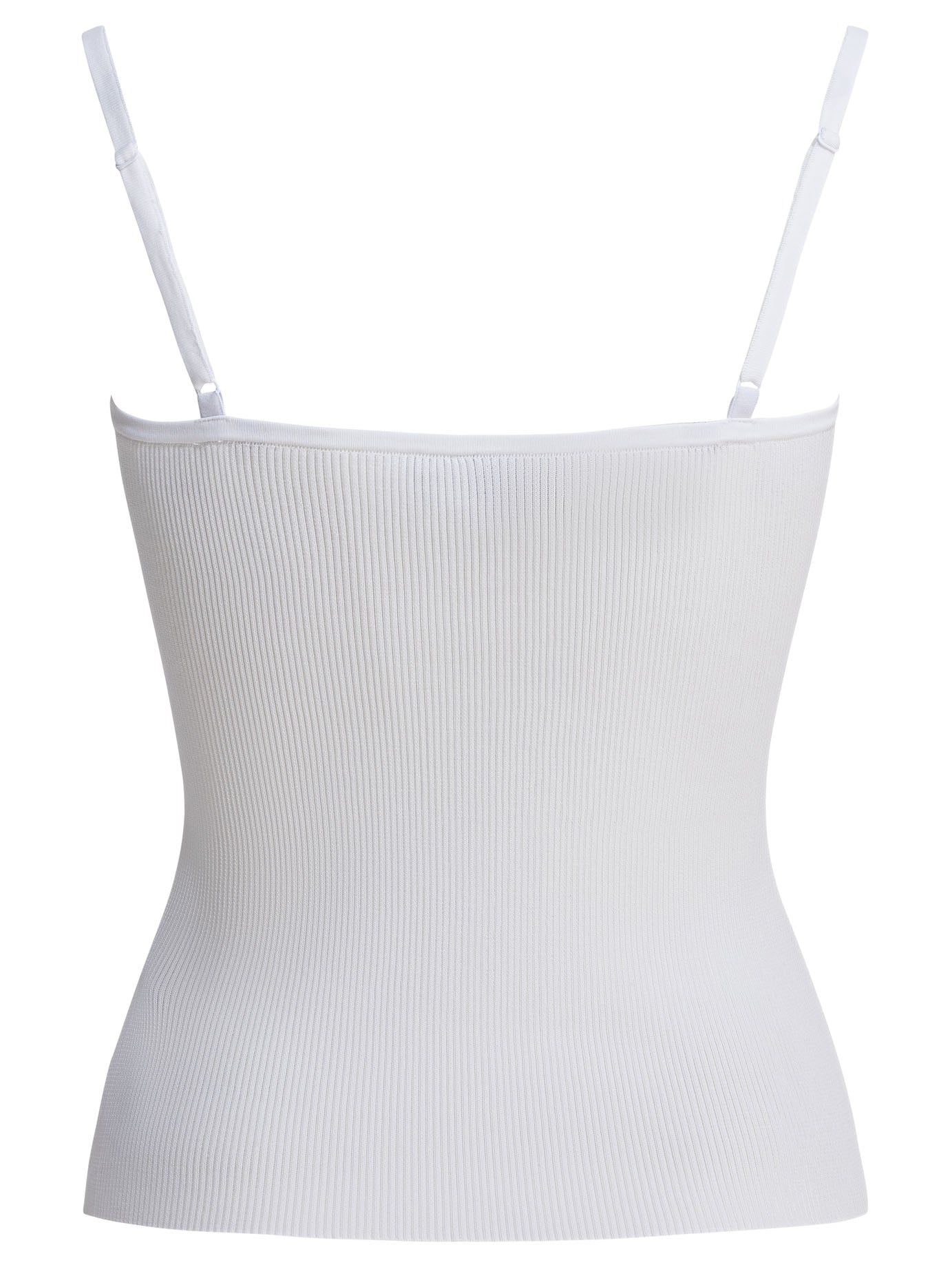 Self-portrait Ribbed Tank Top With Lace Neckline