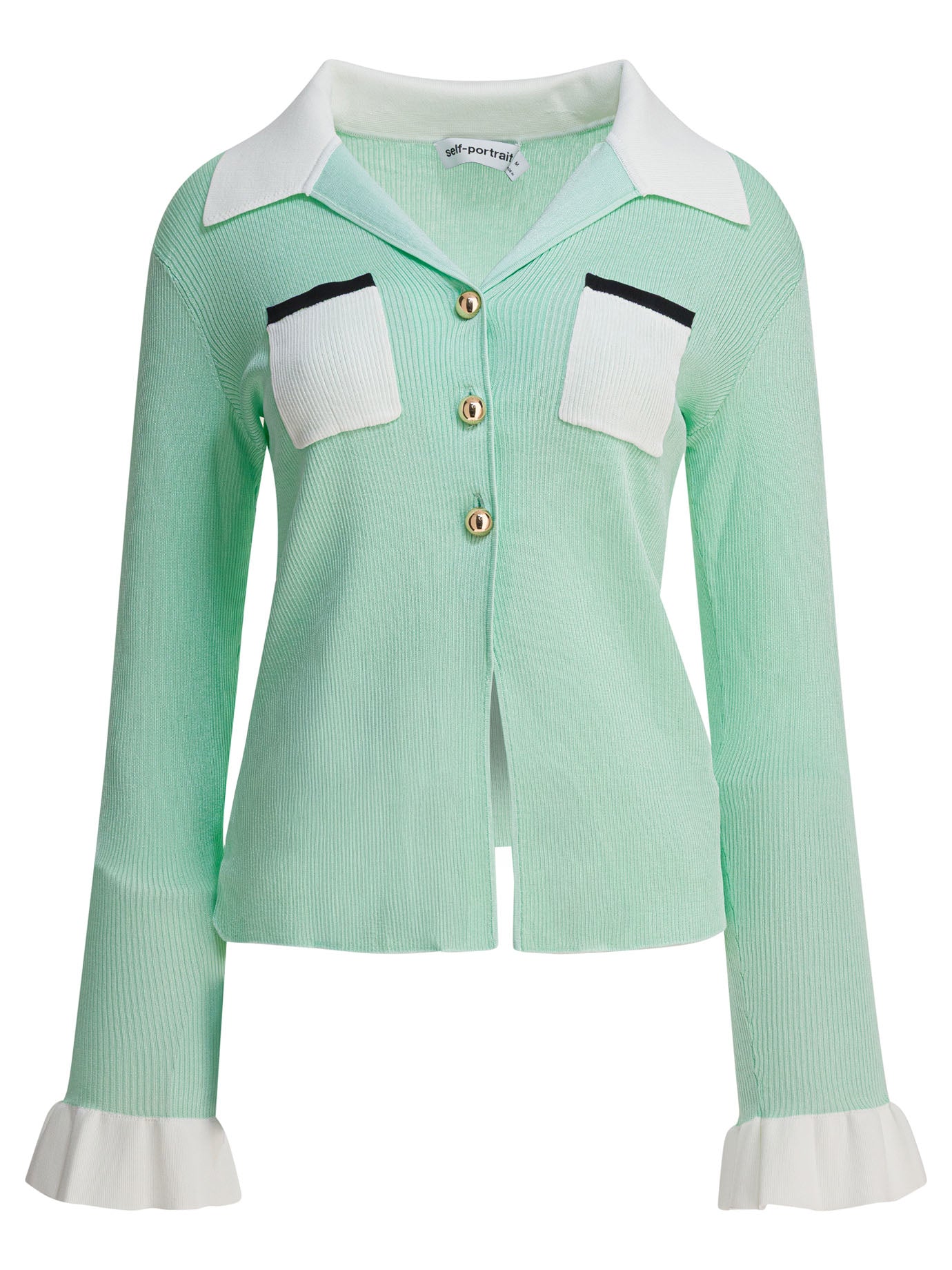 Self-portrait Ribbed Viscose Peplum Top