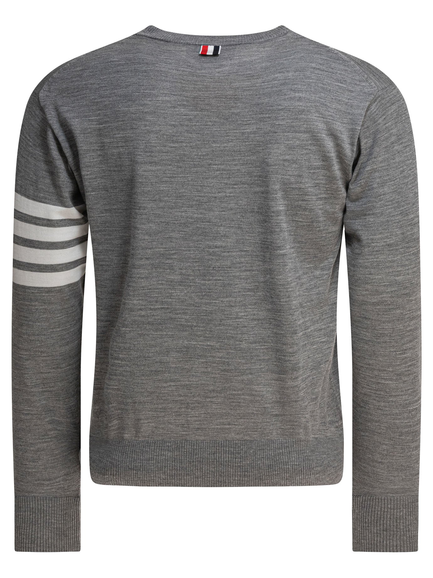 Thom Browne Classic Crewneck Pullover W/ 4 Bar Sleeve In Fine Merino Wool