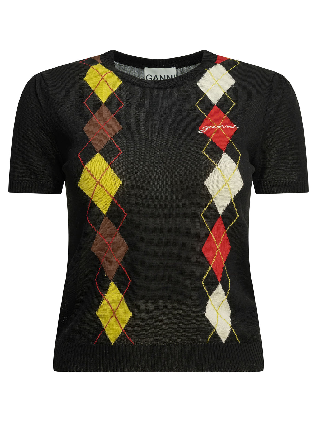 Ganni Argyle Crewneck Sweater