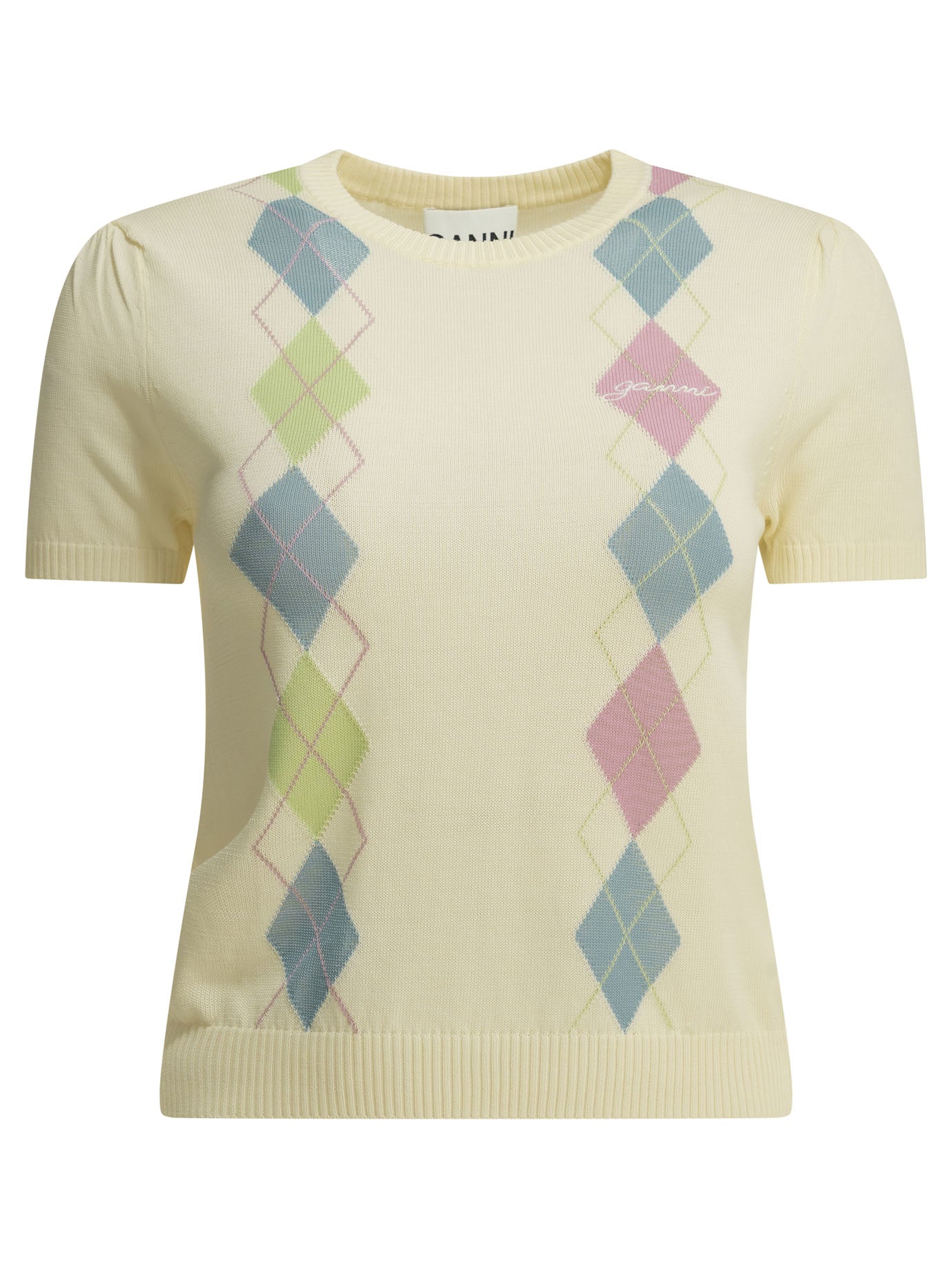 Ganni Argyle Crewneck Sweater