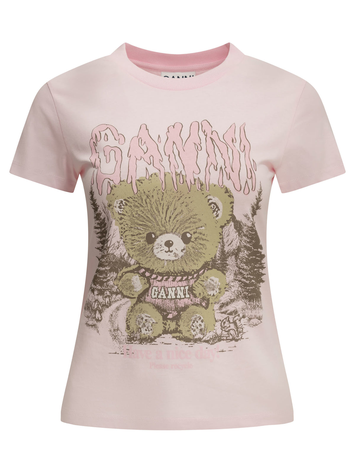 Ganni Forest Teddy Crew-Neck T-Shirt