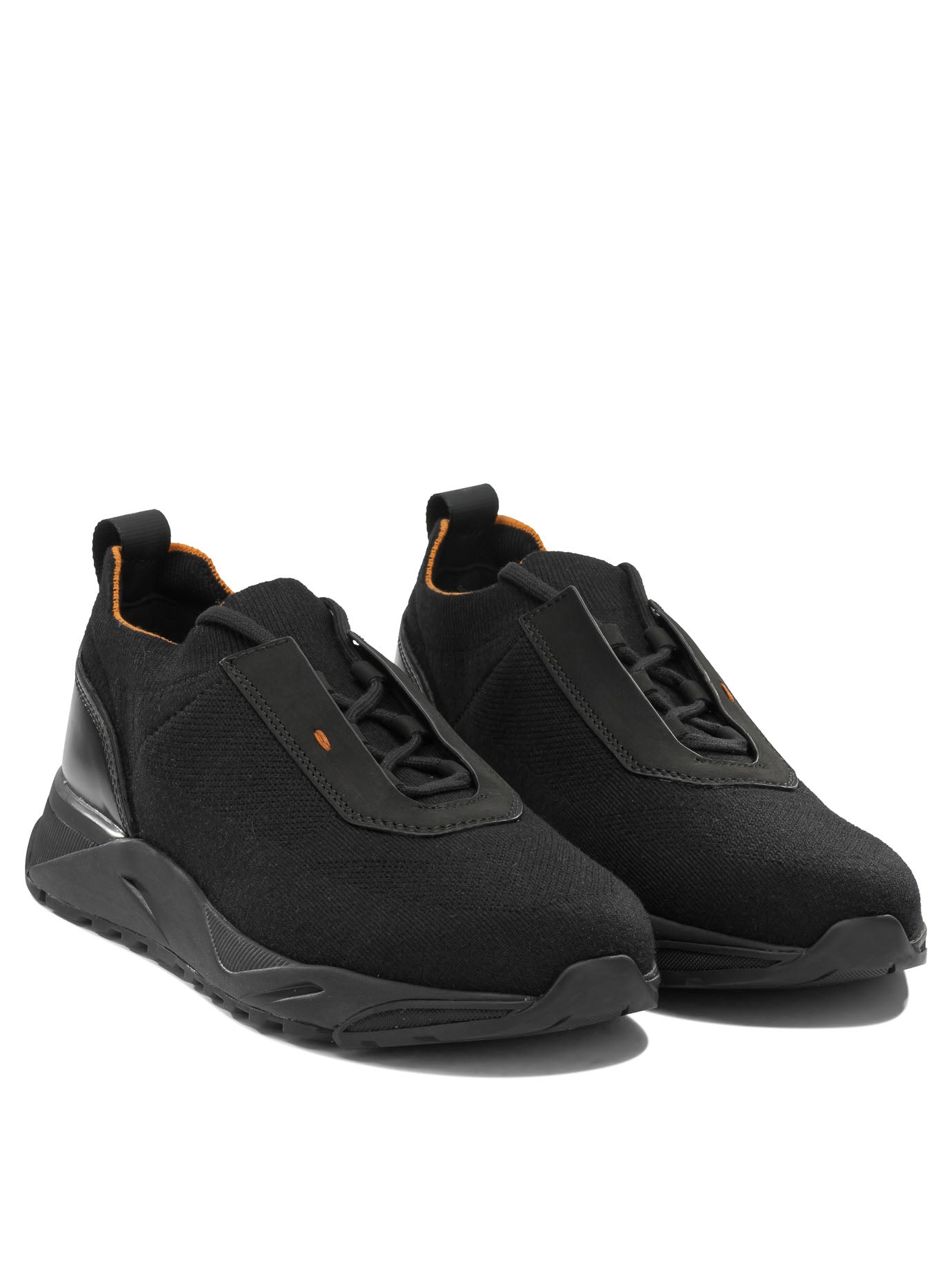 Santoni Low-Top Sneakers Made Of Mesh And Leather