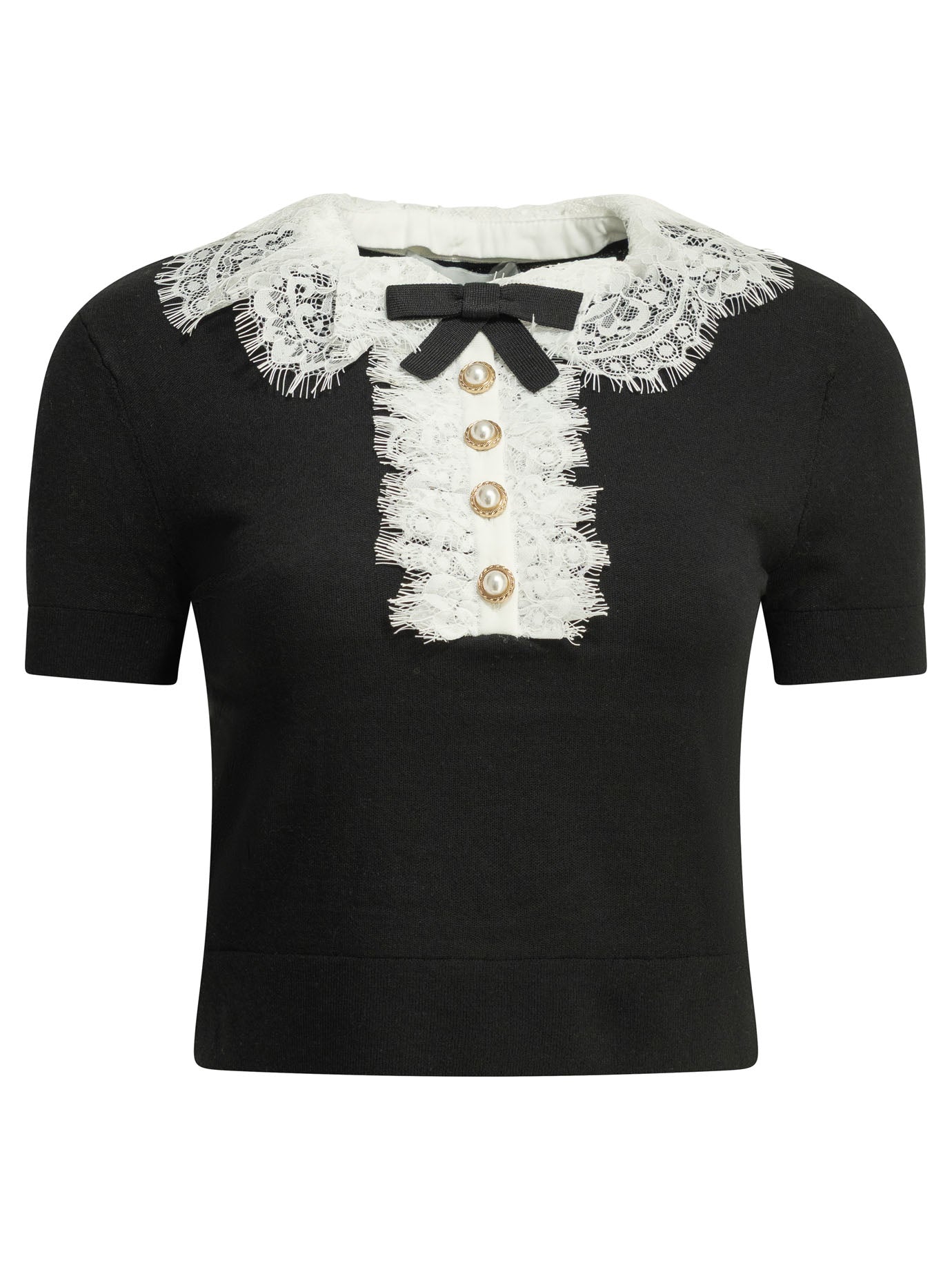 Self-portrait Sweater With Lace Collar