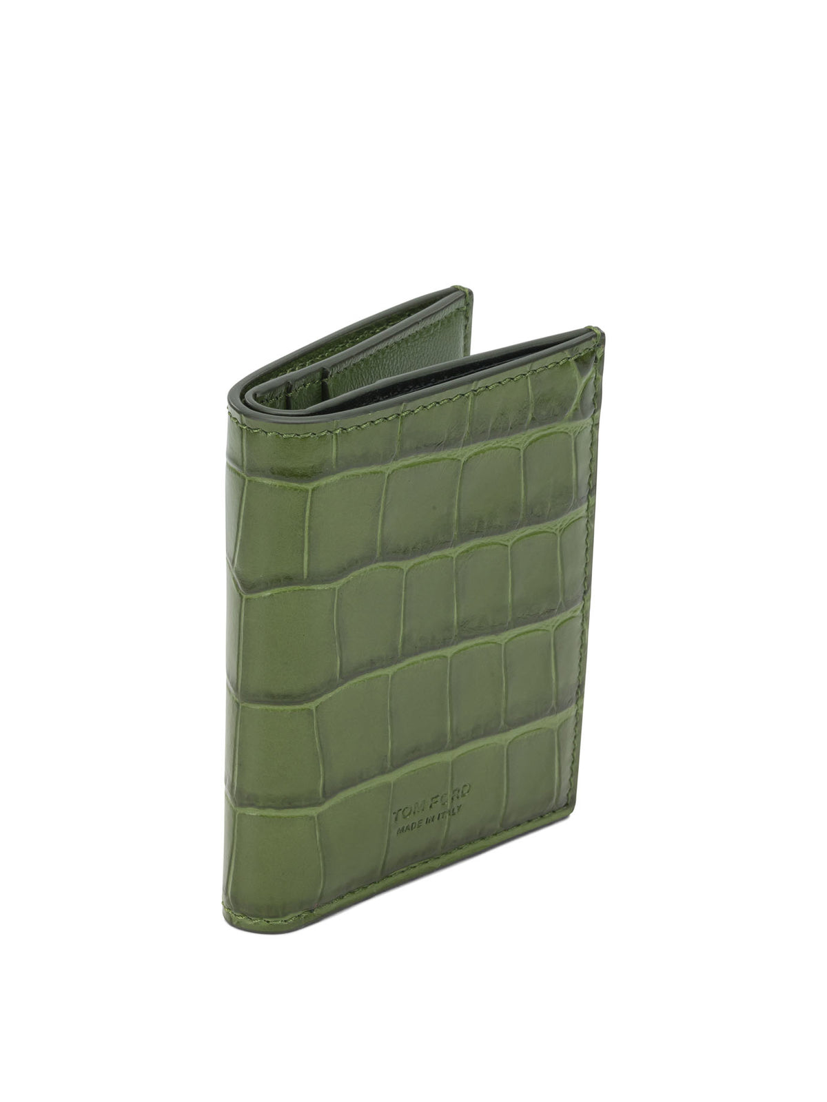 Tom Ford Foldable Crocodile-Print Cardholder