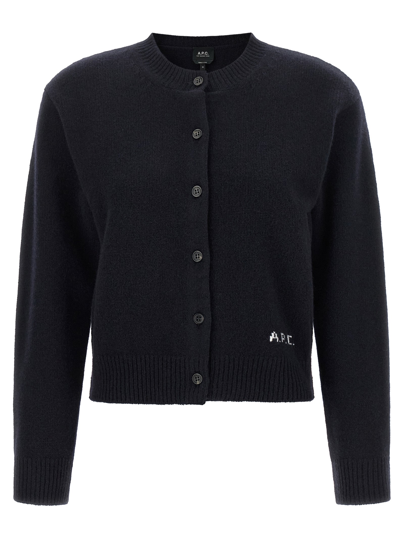 A.P.C. Lila' Wool Cardigan With Logo Intarsia