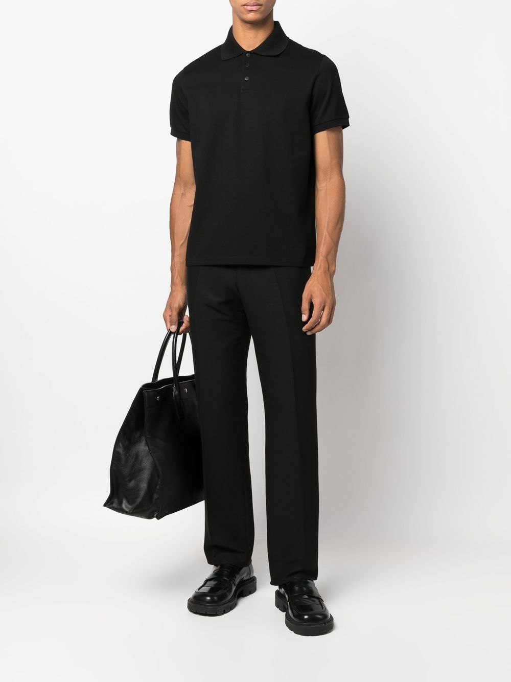 Saint Laurent Cotton Piqué Cassandre Embroidery Polo Shirt