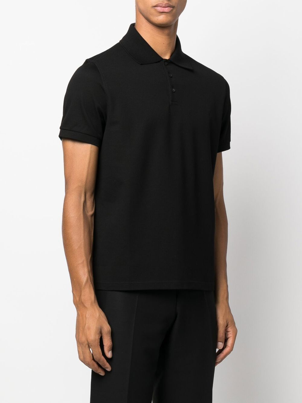 Saint Laurent Cotton Piqué Cassandre Embroidery Polo Shirt