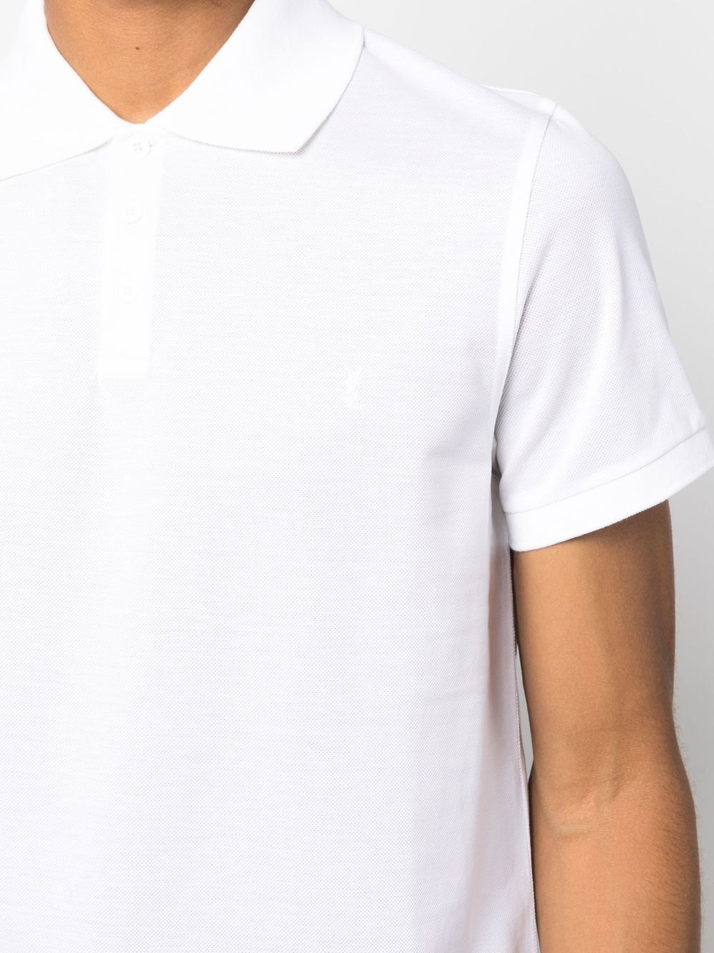 Saint Laurent Cotton Piqué Cassandre Embroidery Polo Shirt