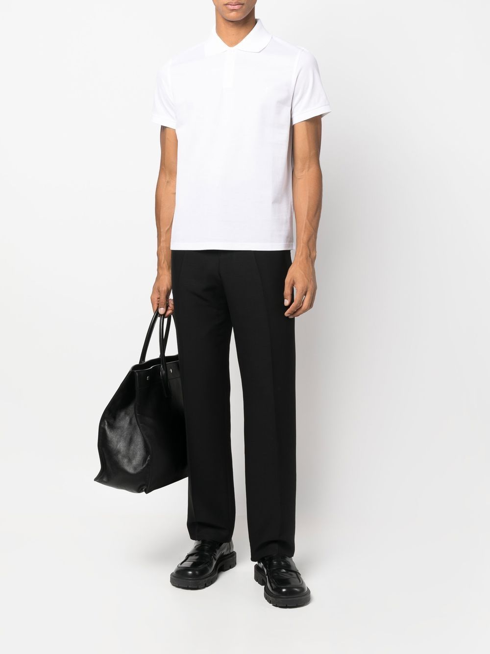 Saint Laurent Cotton Piqué Cassandre Embroidery Polo Shirt