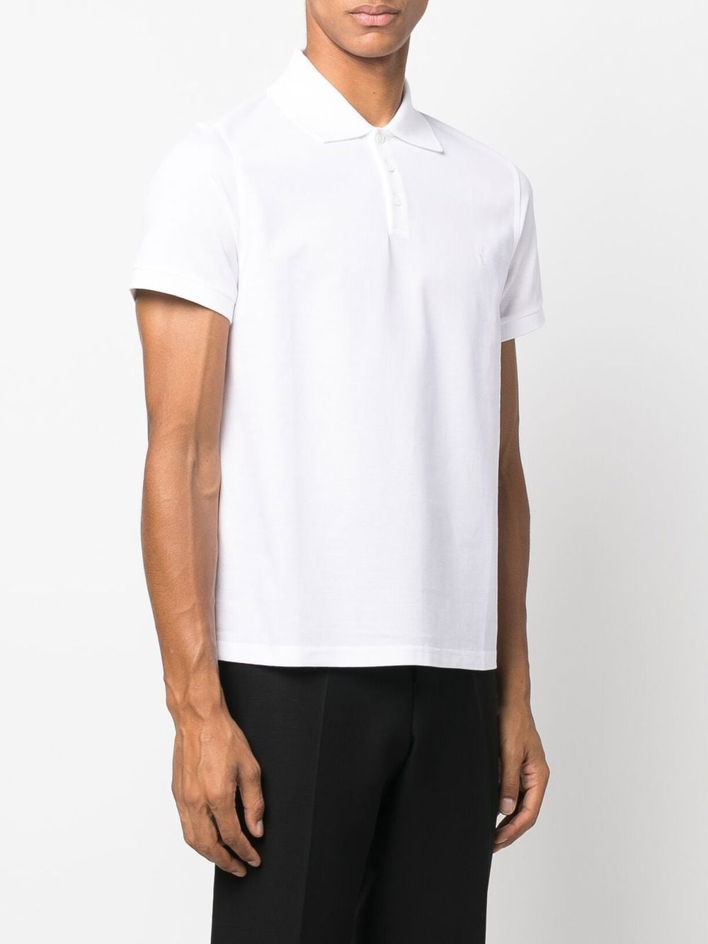 Saint Laurent Cotton Piqué Cassandre Embroidery Polo Shirt