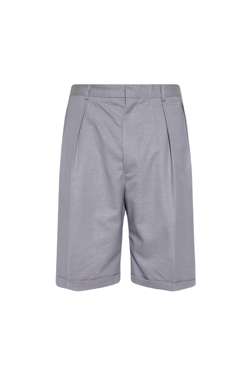Acne Studios Wool Shimmering Shorts With Pleats