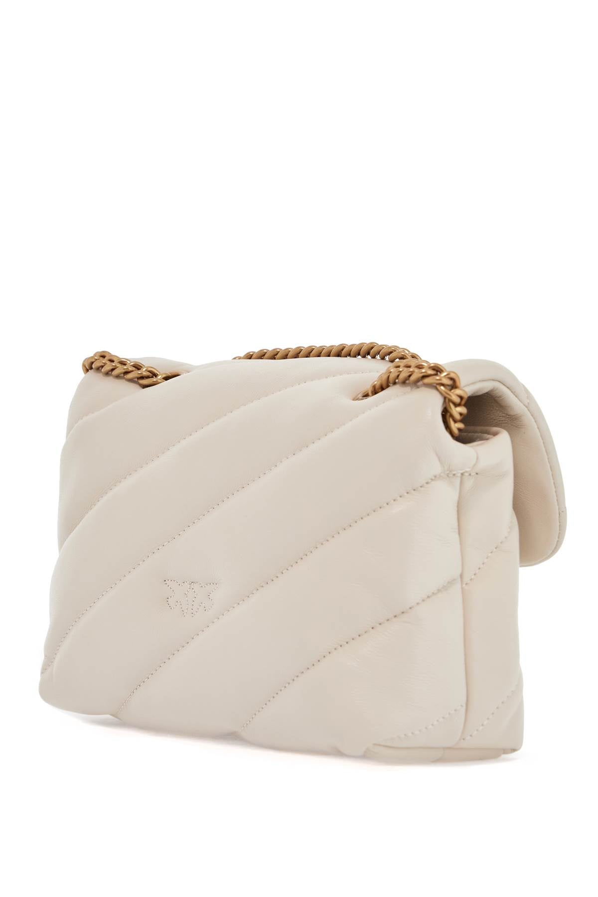 Pinko Mini Love Puff Quilted Bag White Silk Chain Shoulder