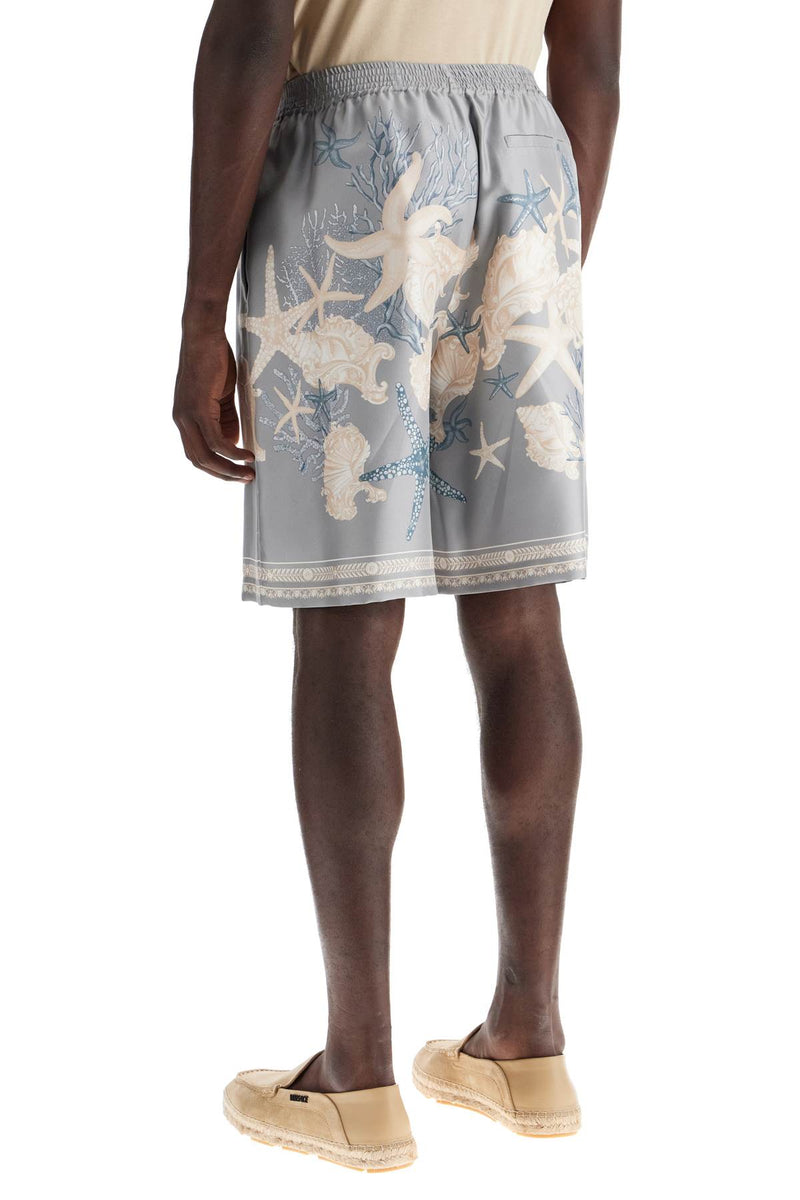 Versace Baroque Silk Bermuda Set Grey