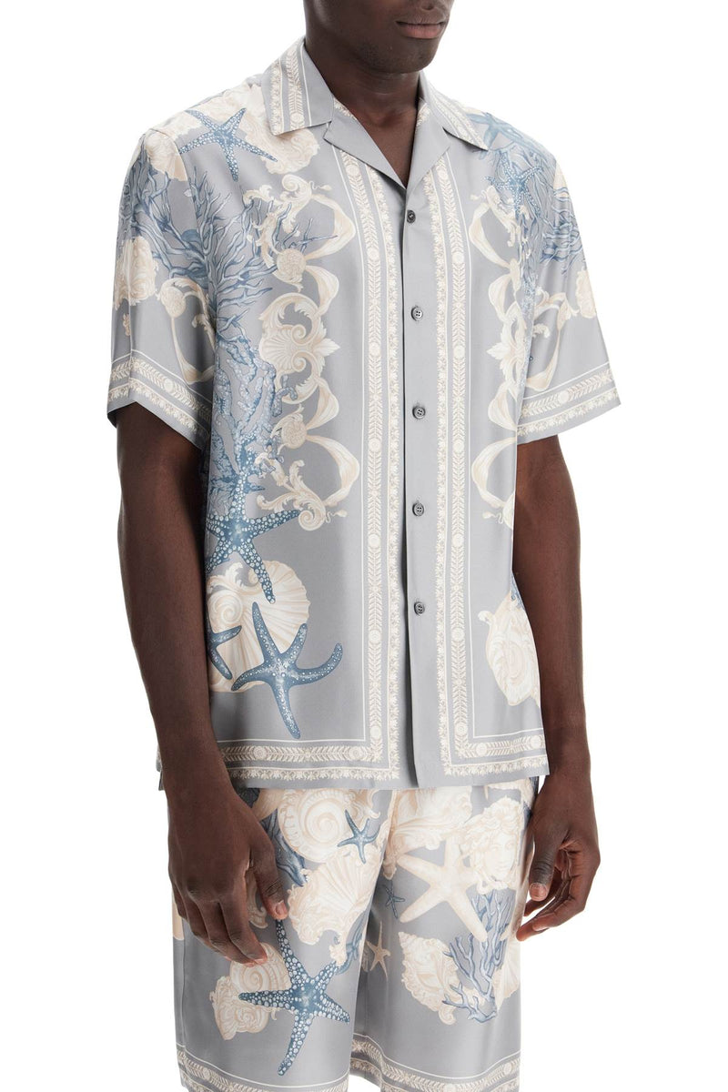 Versace Baroque Printed Silk Bowling Shirt Set For The Grey