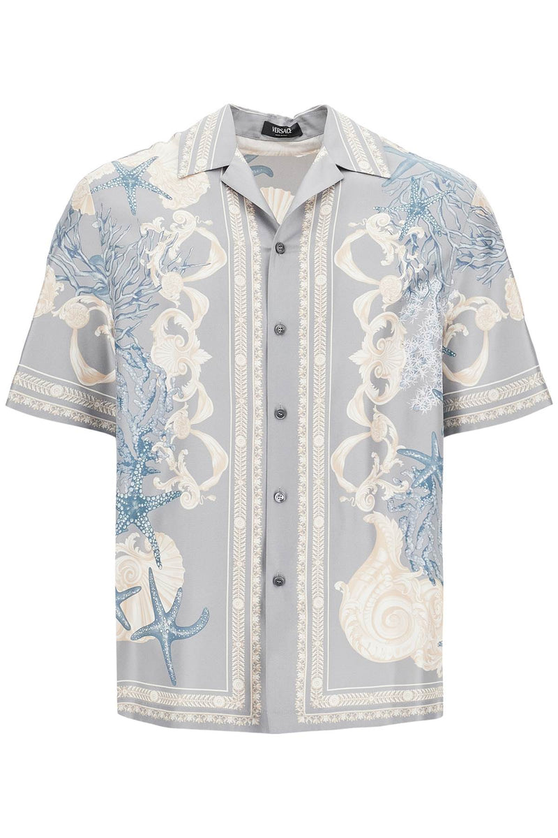 Versace Baroque Printed Silk Bowling Shirt Set For The Grey