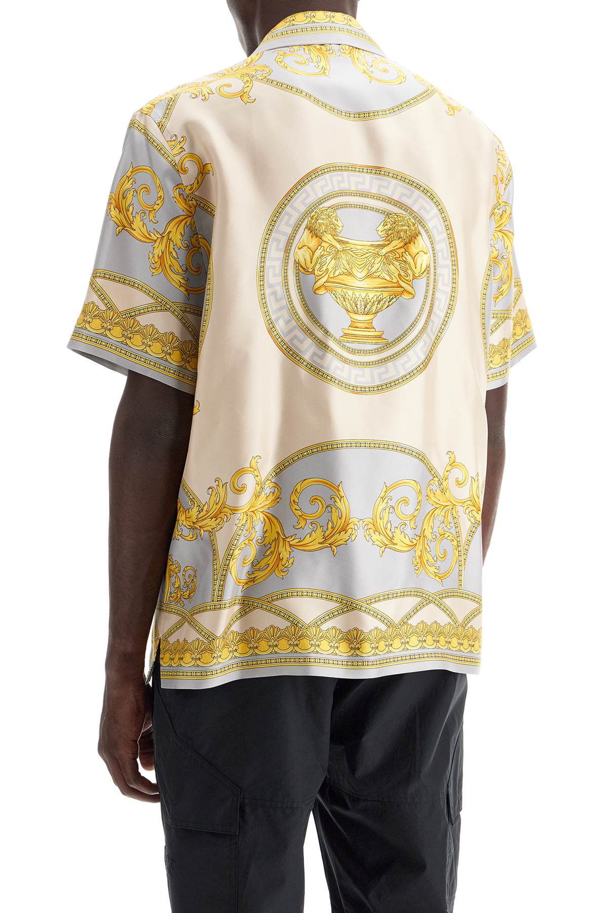 Versace 'Printed Silk Bowling Shirt From The Gods' Collection Grey