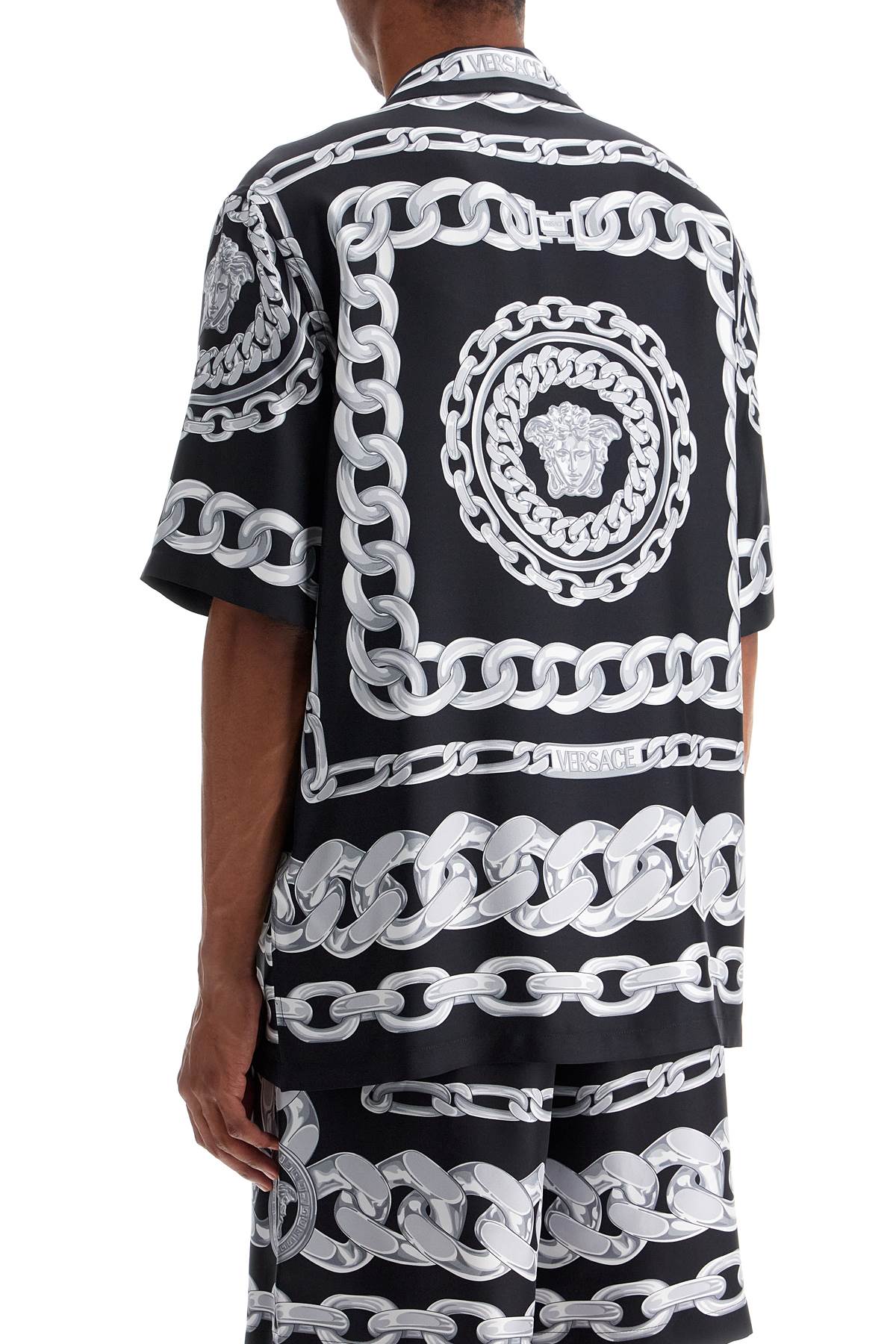 Versace 'Printed Silk Medusa Chains Bowling Shirt