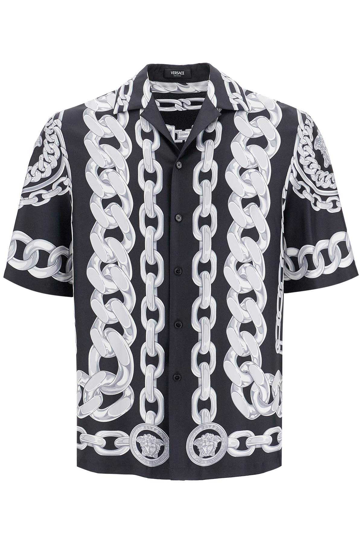 Versace 'Printed Silk Medusa Chains Bowling Shirt