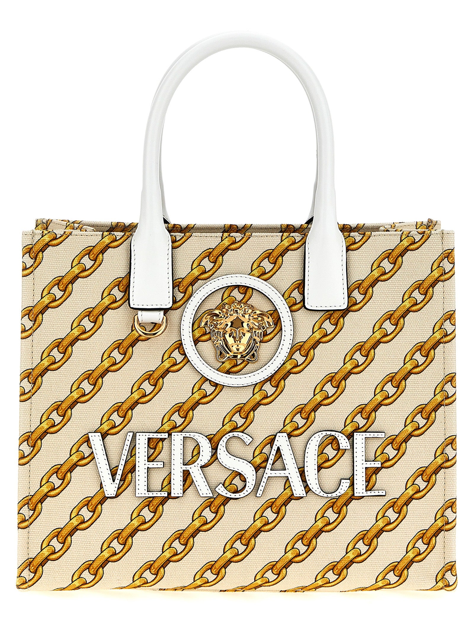 Versace Small 'Chain Stripes La Medusa' Shopping Bag