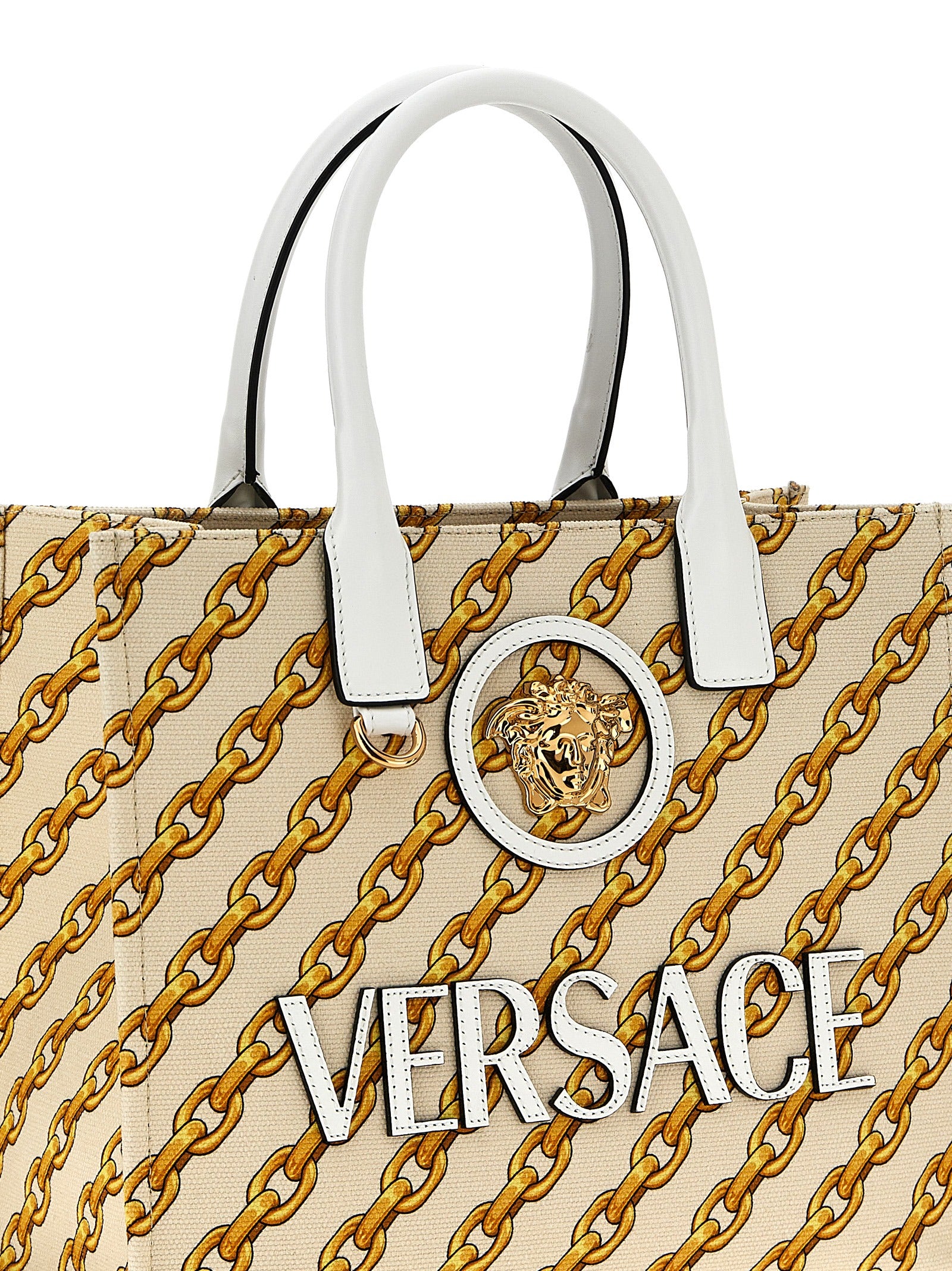 Versace Small 'Chain Stripes La Medusa' Shopping Bag