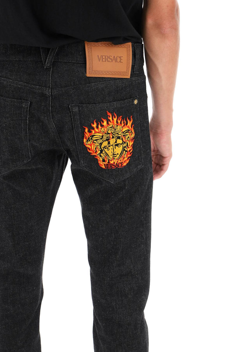 Versace Medusa Flame Jeans Black