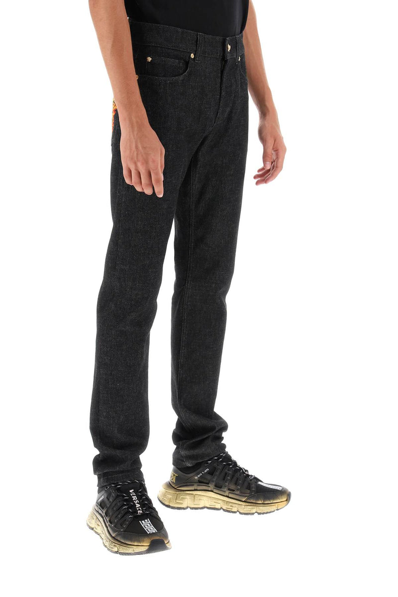 Versace Medusa Flame Jeans Black