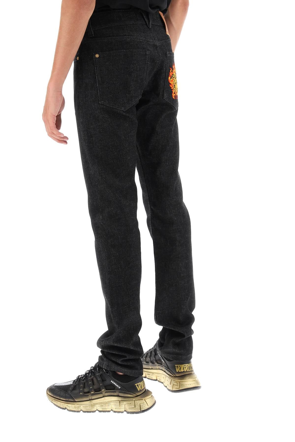 Versace Medusa Flame Jeans Black