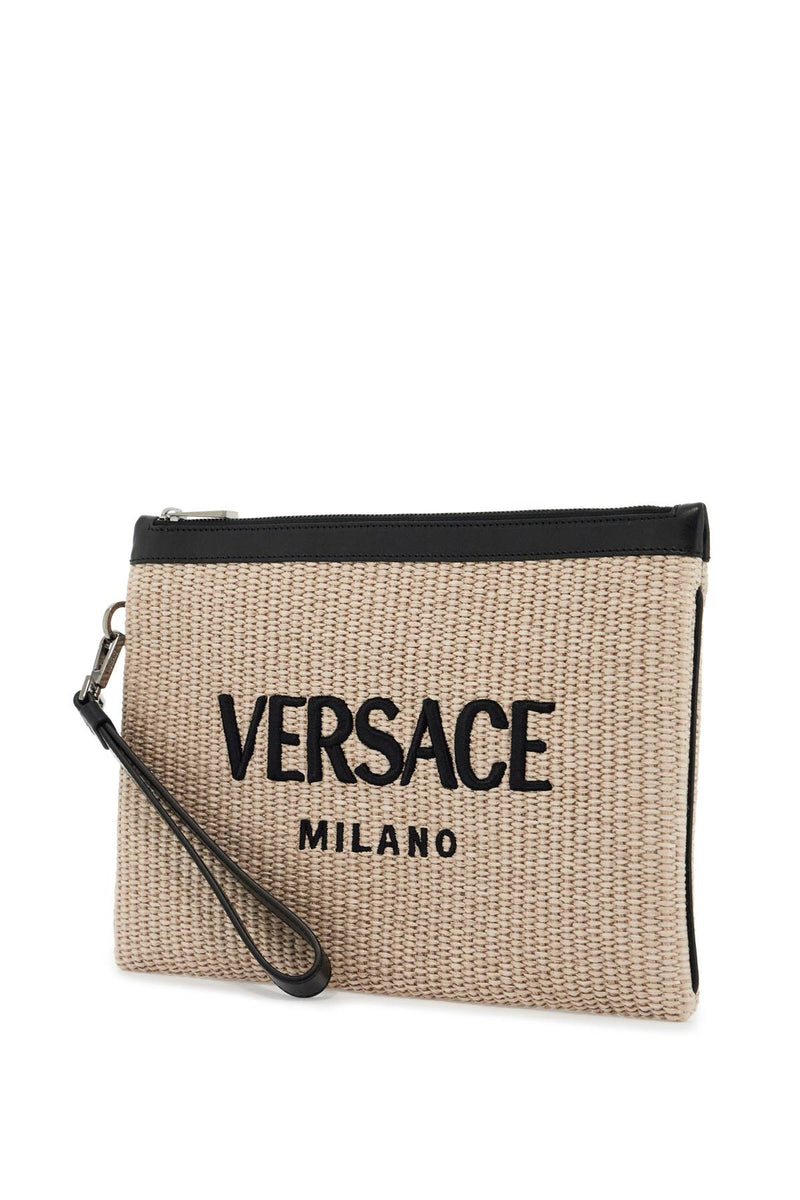 Versace Raffia Pouch For Black