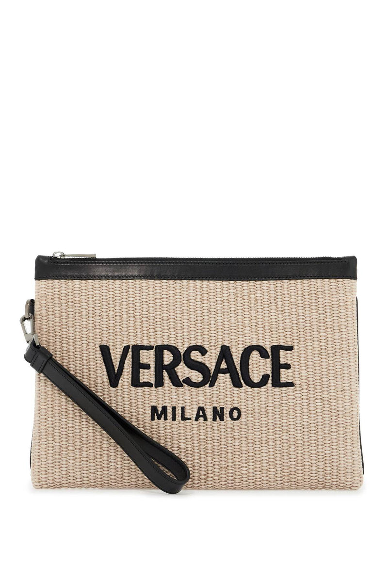 Versace Raffia Pouch For Black