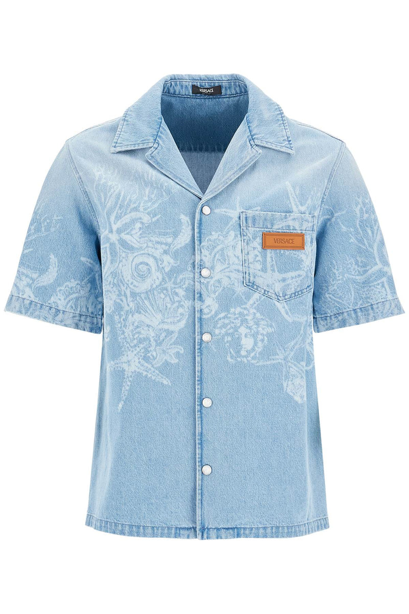 Versace Barocco Sea Denim Shirt Blue