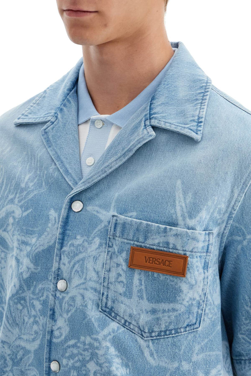 Versace Barocco Sea Denim Shirt Blue