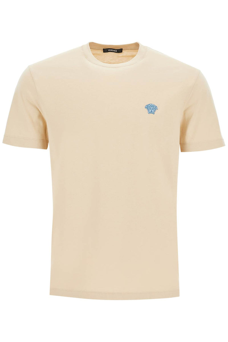 Versace Medusa Embroidered T-Shirt Beige