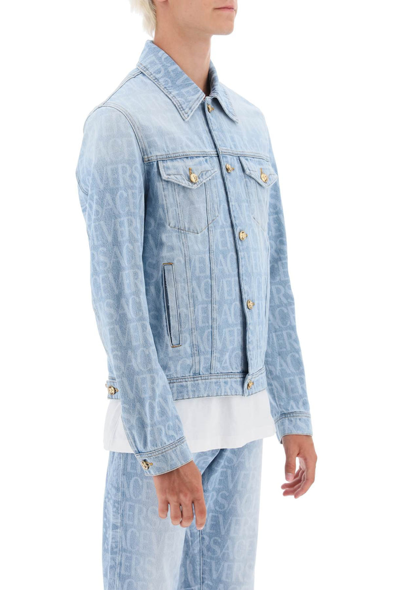 Versace Versace Allover Denim Jacket Blue