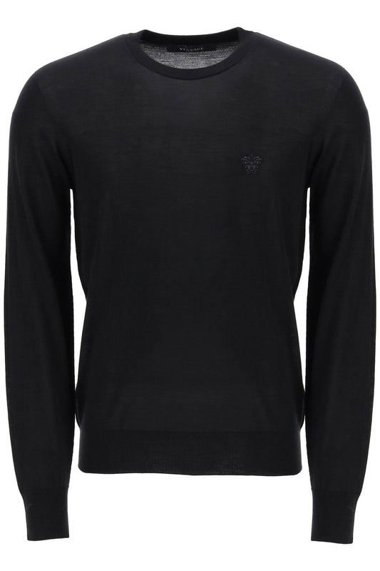 Versace Pullover With Medusa Embroidery Black