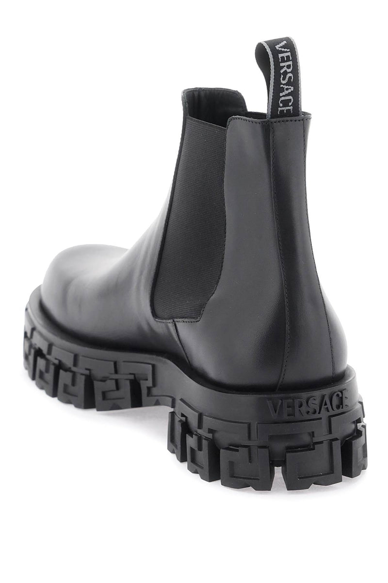 Versace 'Greca Portico' Chelsea Boots Black