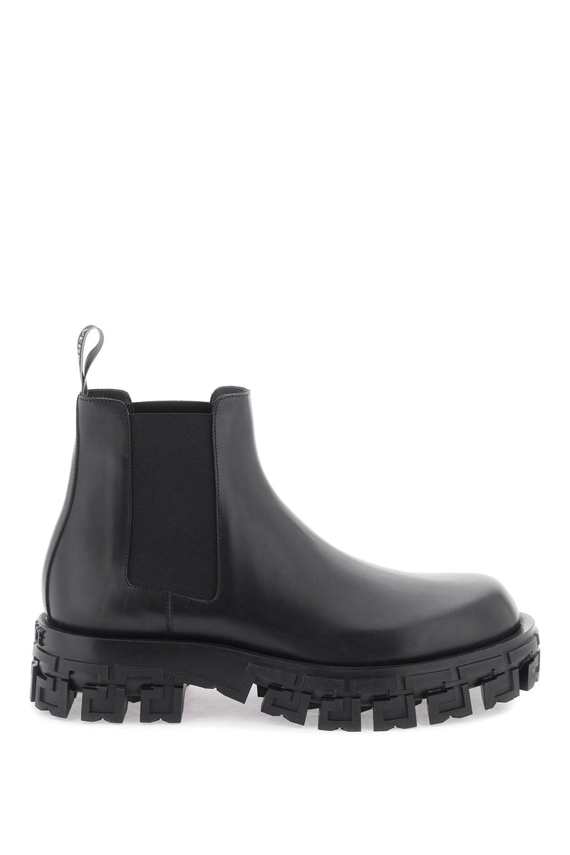 Versace 'Greca Portico' Chelsea Boots Black