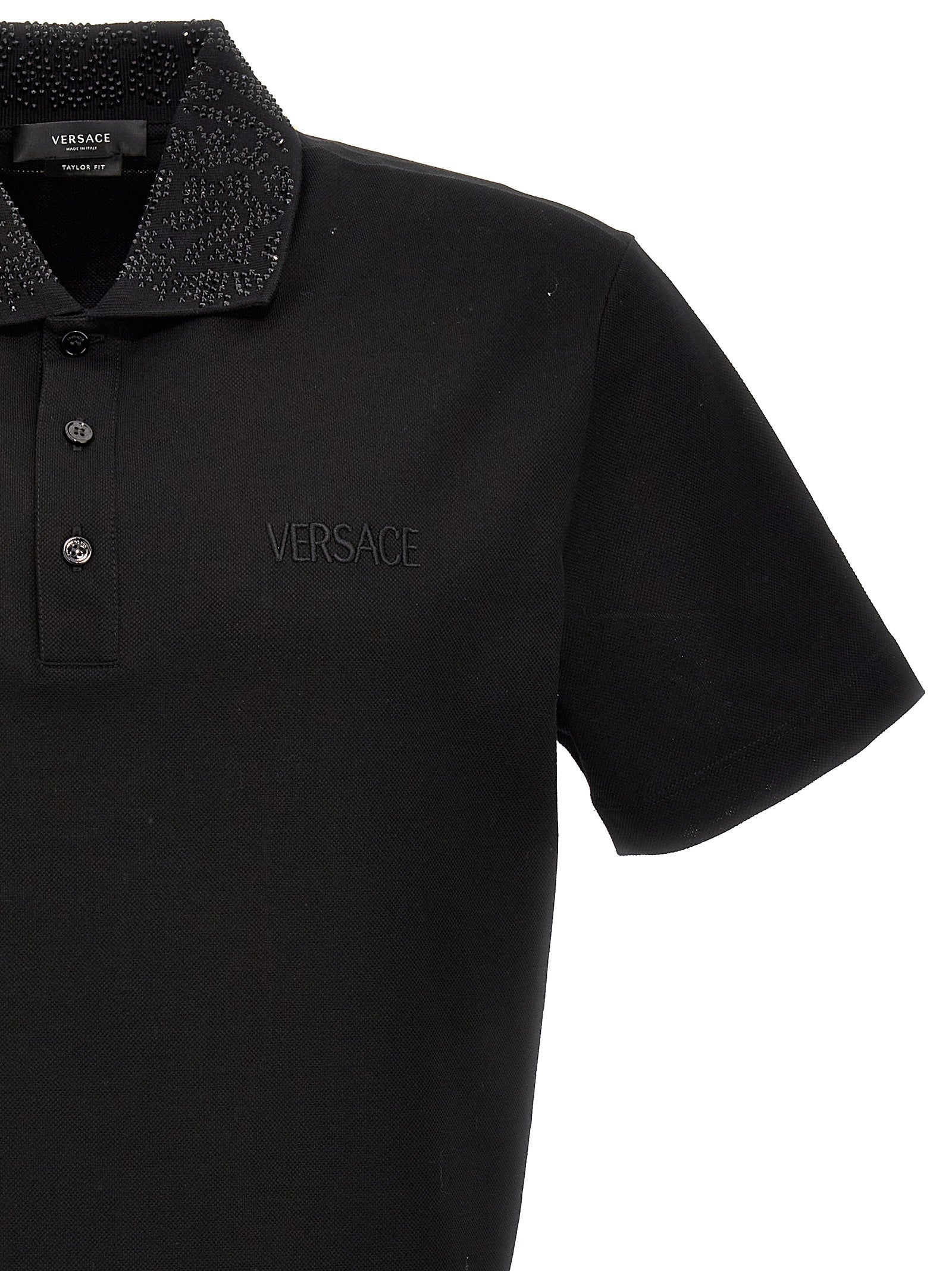 Versace Logo Sequin Polo Shirt