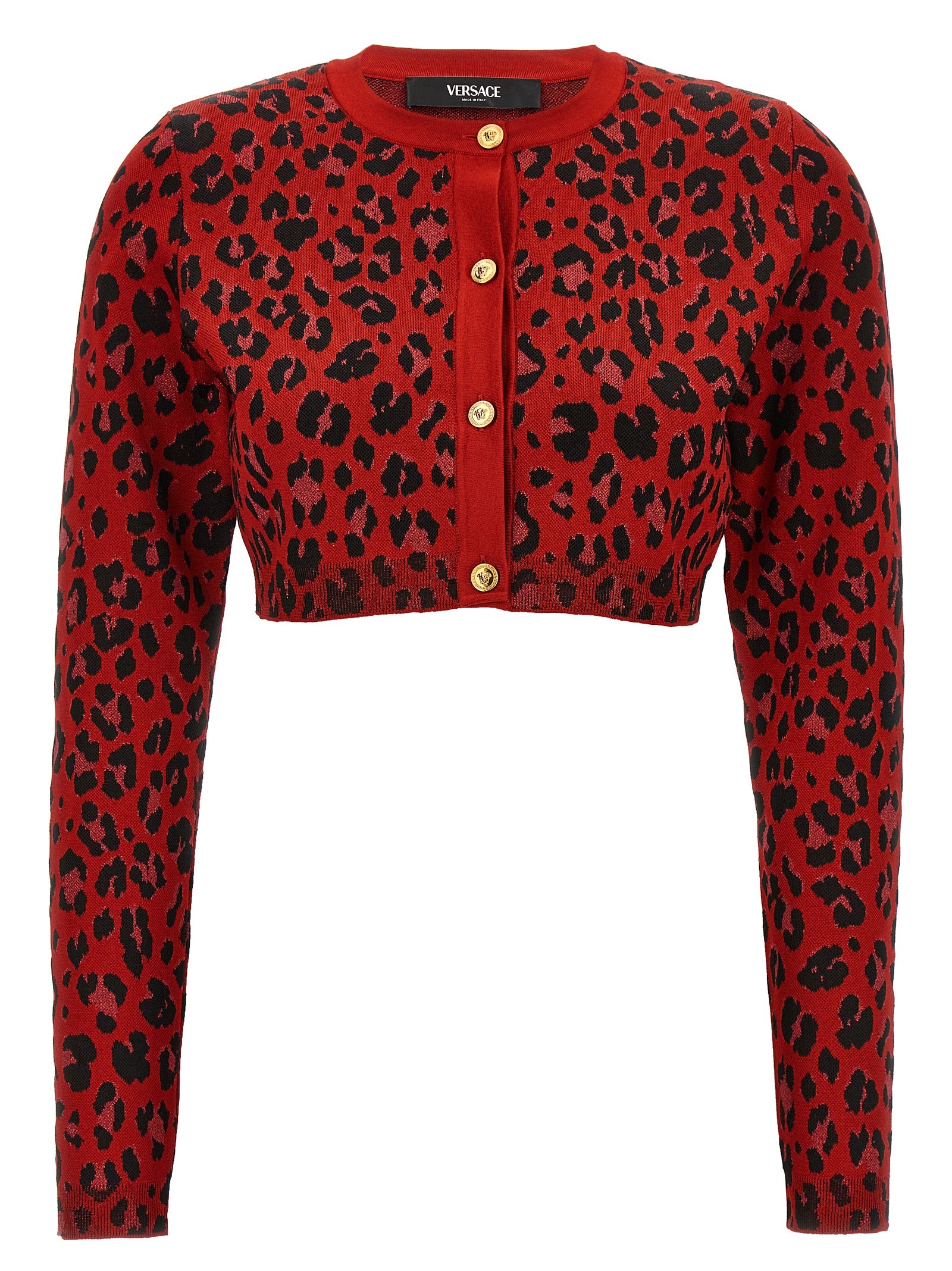 Versace Animal Print Cropped Cardigan