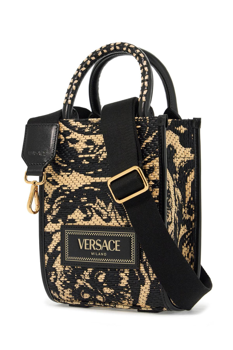 Versace Mini Athena Barocco Tote Bag Black