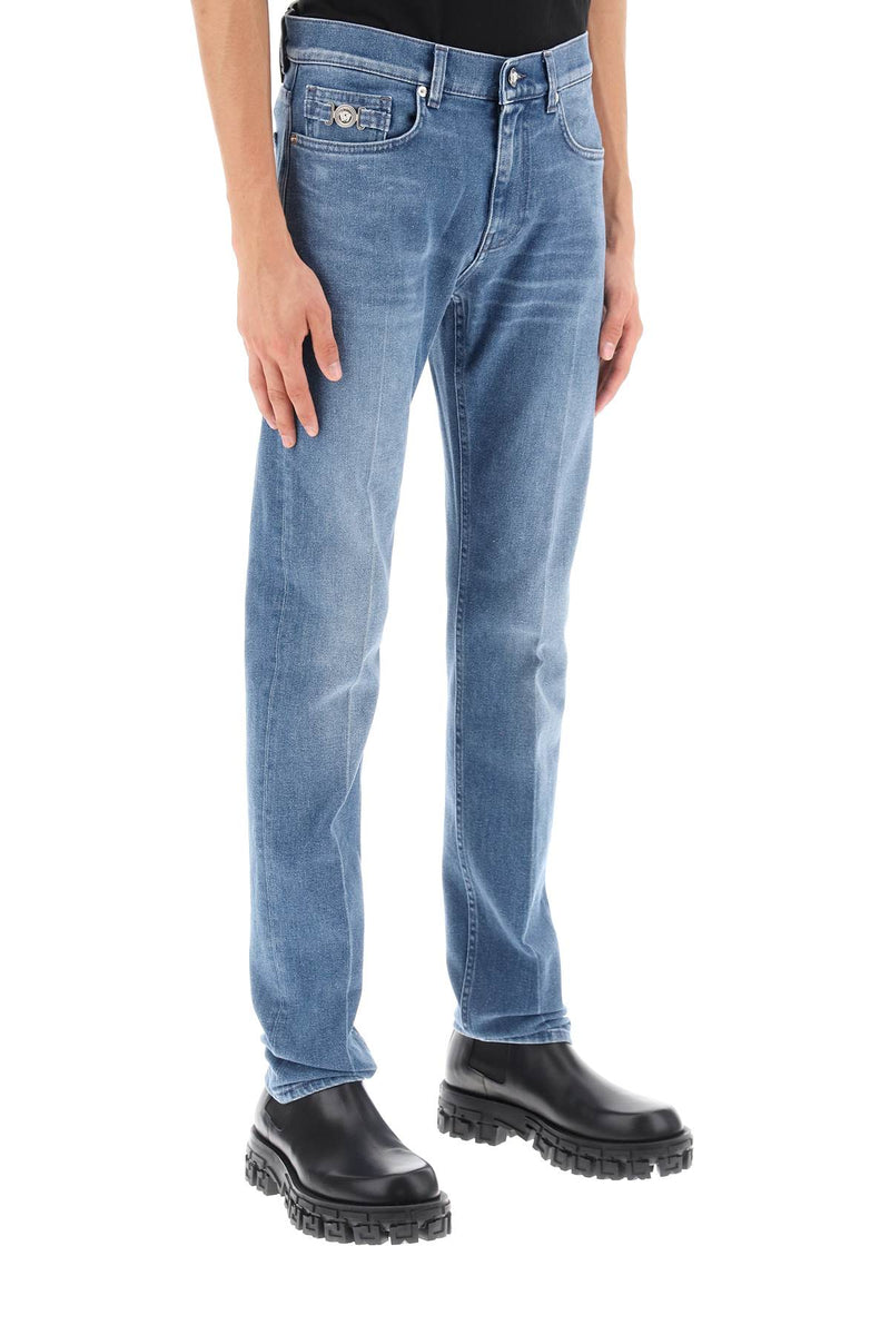 Versace Stretch Denim Slim Fit Jeans Blue