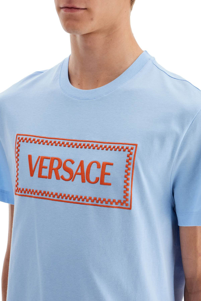 Versace Embroidered Logo T-Shirt Blue