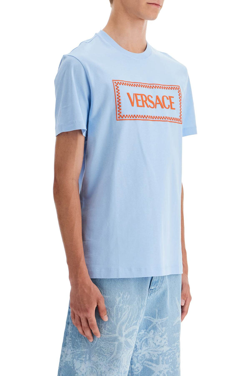 Versace Embroidered Logo T-Shirt Blue