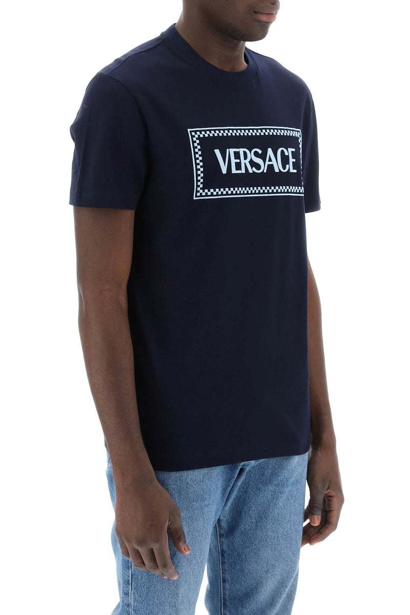 Versace Embroidered Logo T-Shirt Blue